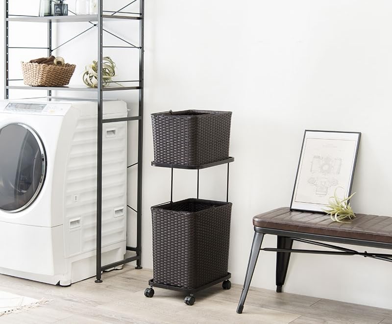 Amazon｜ランドリーラック スムース スクエア型バスケット2個